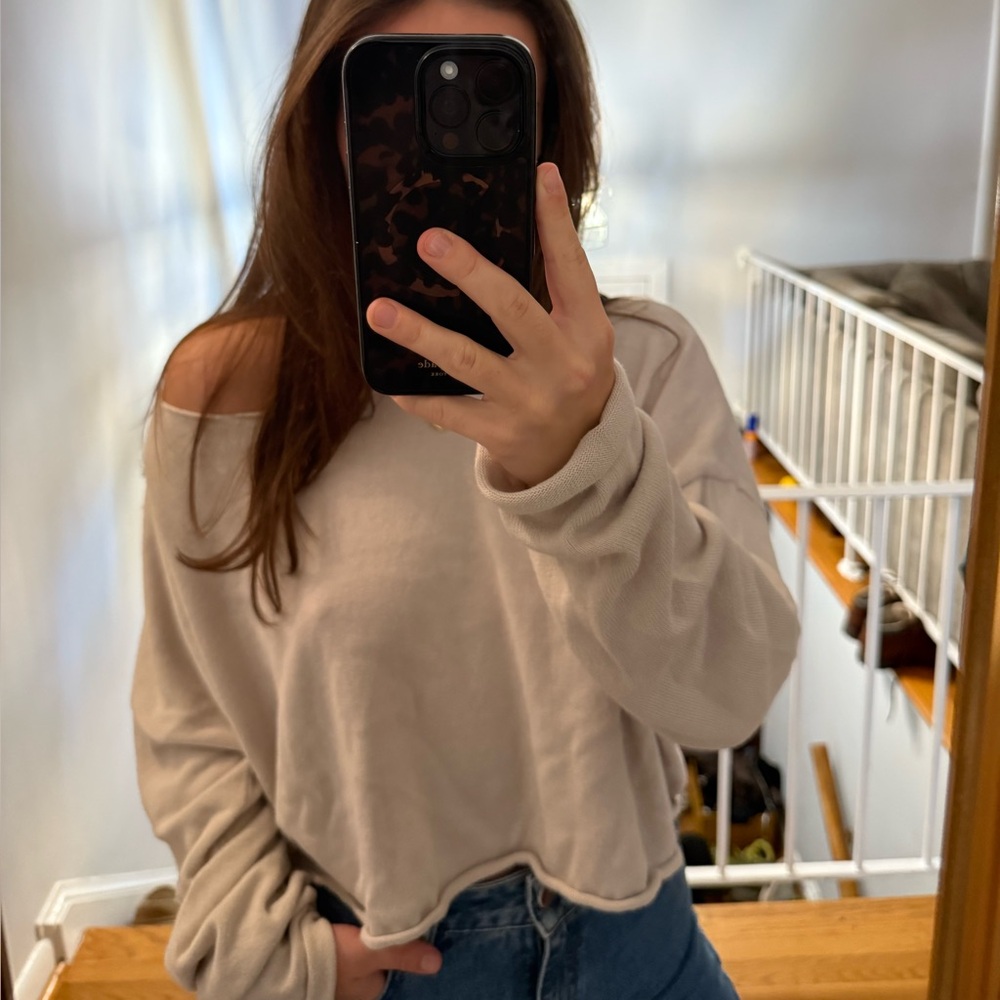 Brandy Melville Cream Off-the-Shoulder Sweater